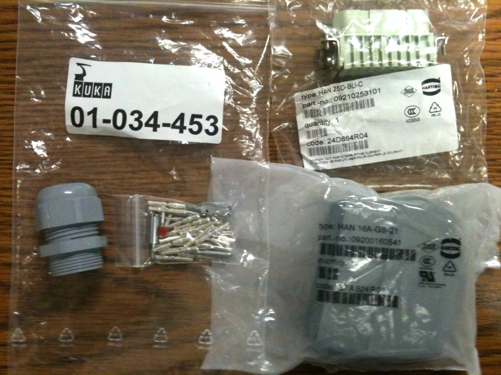 Kuka Robotics Female Connector 01-034-453, HAN 16A-GS-21, HAN 25D-BU-C