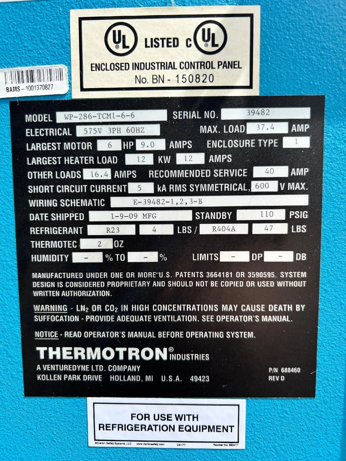 Thermotron WP-286 Panel Walk-In Chamber 286 ft³ (8,100 L)