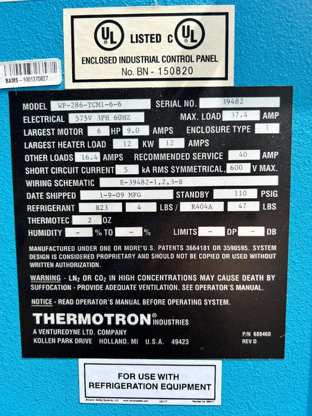 Thermotron WP-286 Panel Walk-In Chamber 286 ft³ (8,100 L)