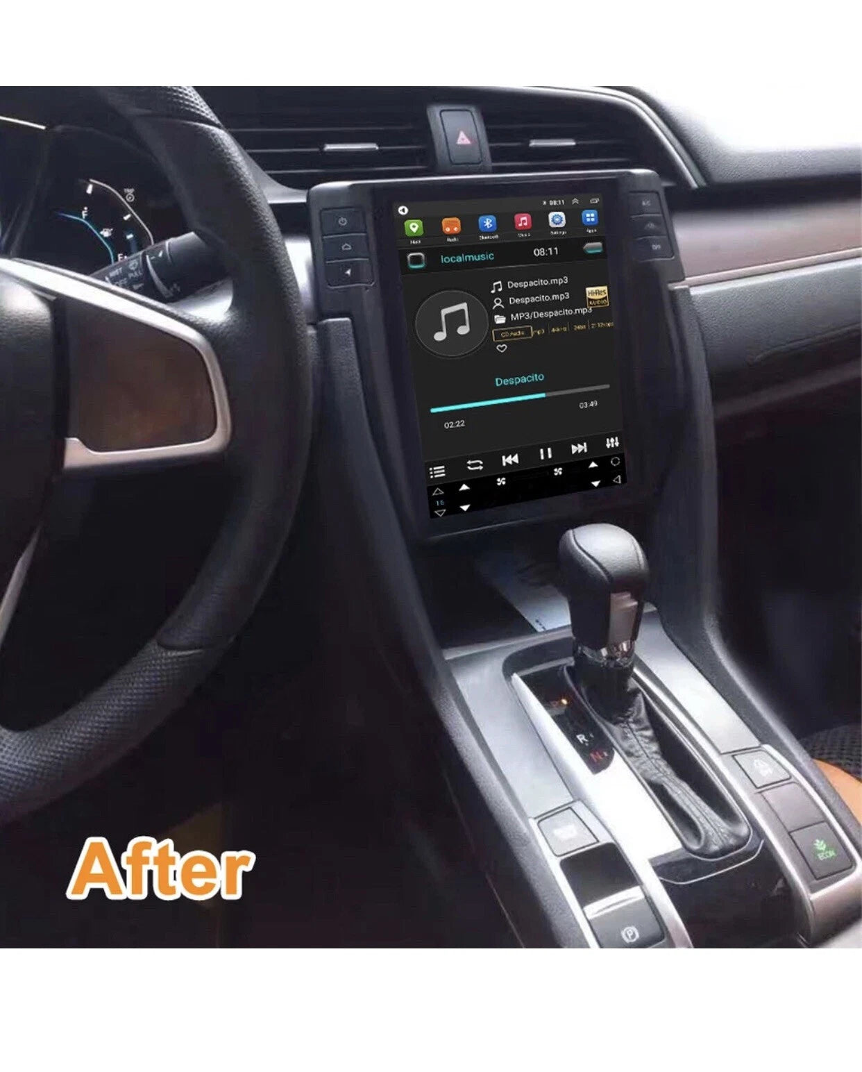 Android 14 Head Unit For Honda Civic 2016-2022 Tesla Car Stereo Radio GPS WIFI