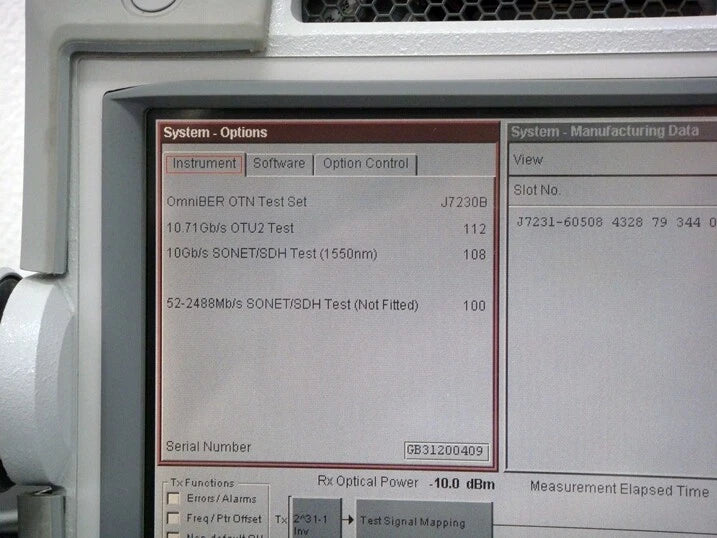 Agilent J7231B 100/108/112/609 OmniBER 10Gbps CommunicationsAnalyzer