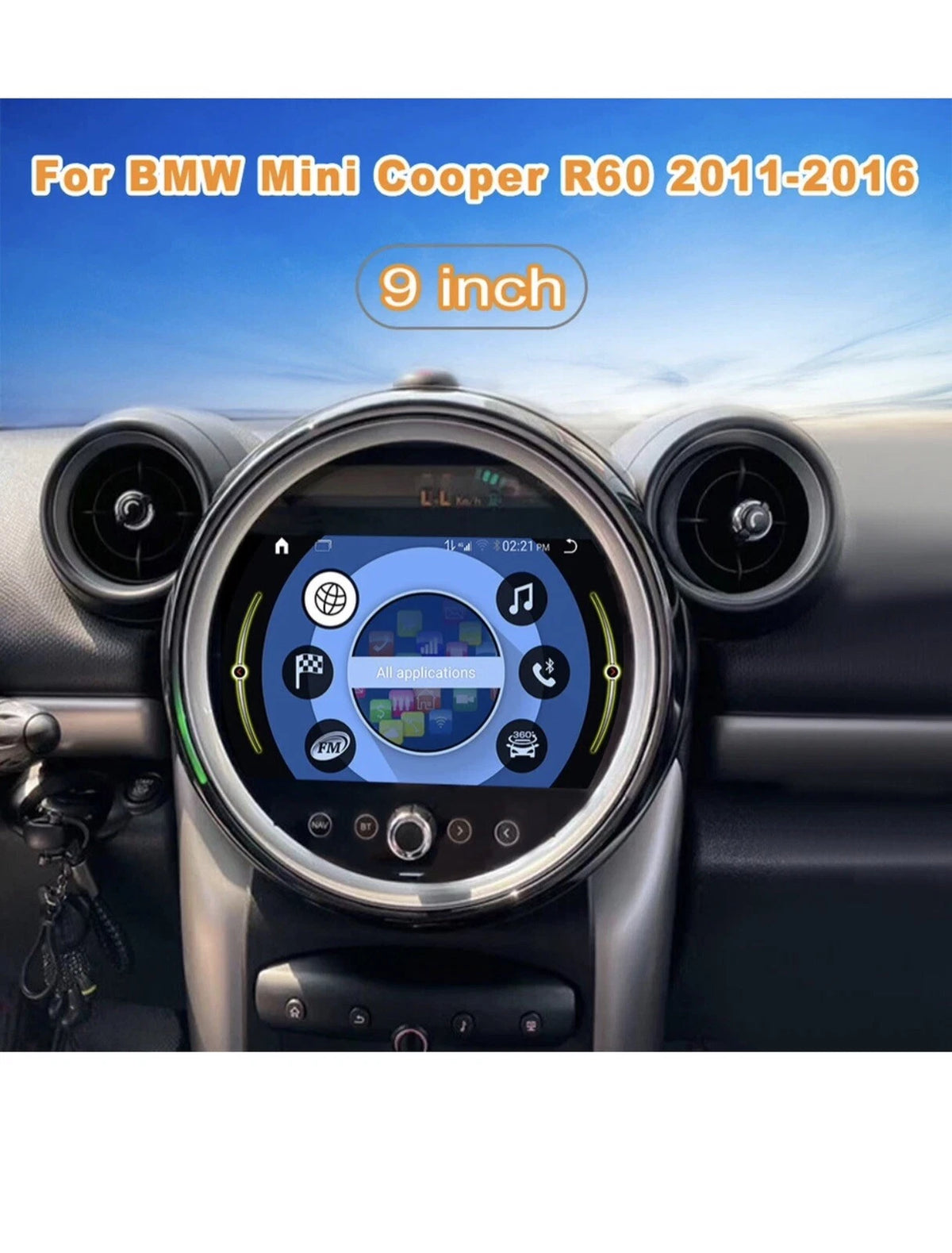 8GB+128GB Android 13 Car Multimedia Player for BMW Mini Cooper R60 2011-2016 BT