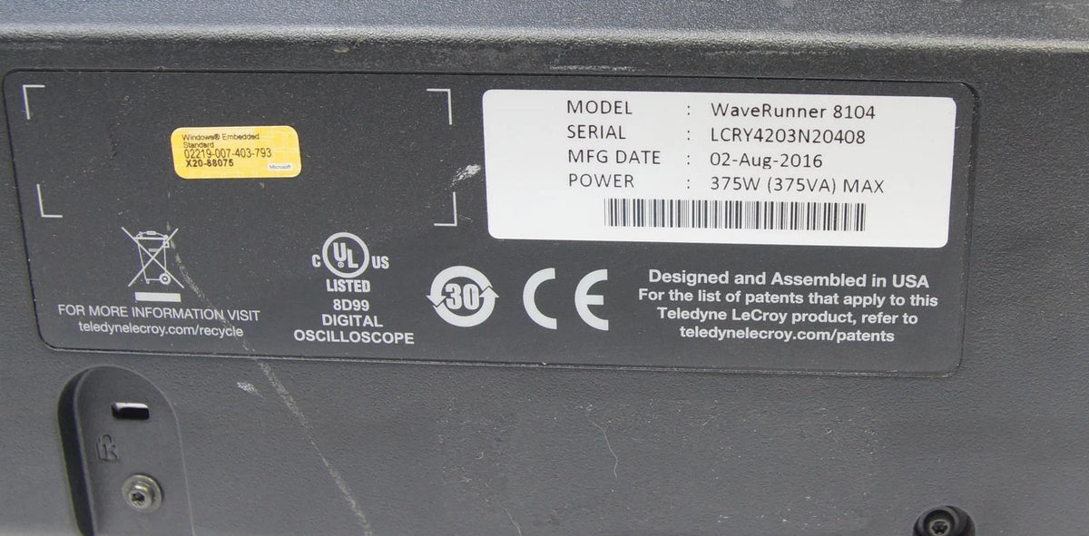Lecroy WaveRunner 8104 1GHz  4 Channel 20 GS/s Oscilloscope