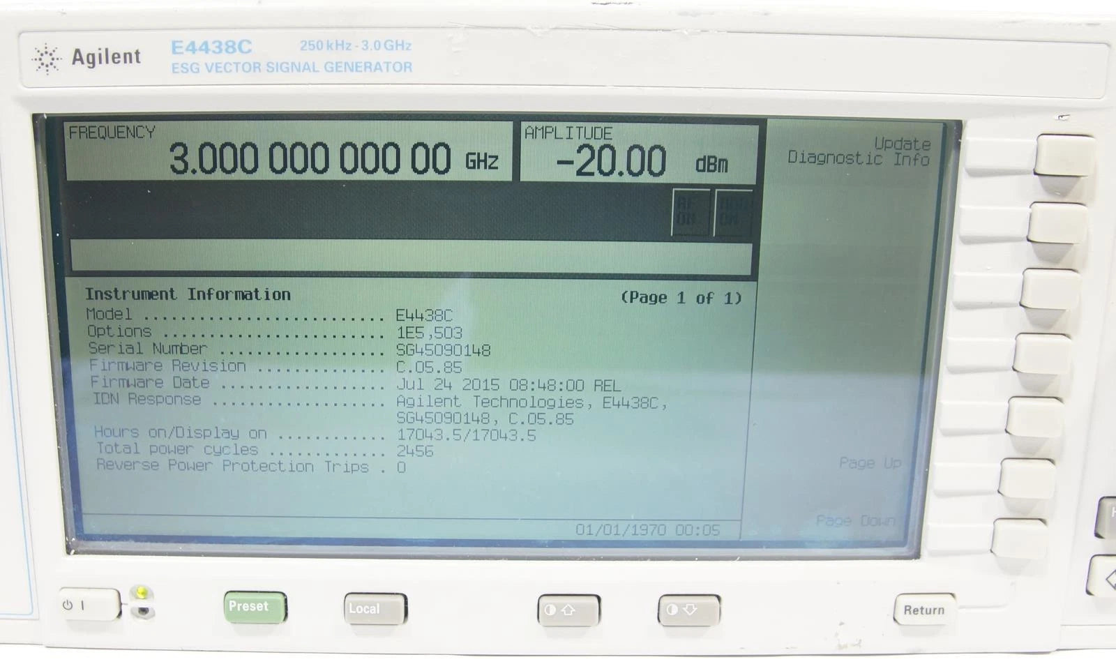 Agilent E4438C 3GHz ESG Vector Signal Generator with Options 1E5 503