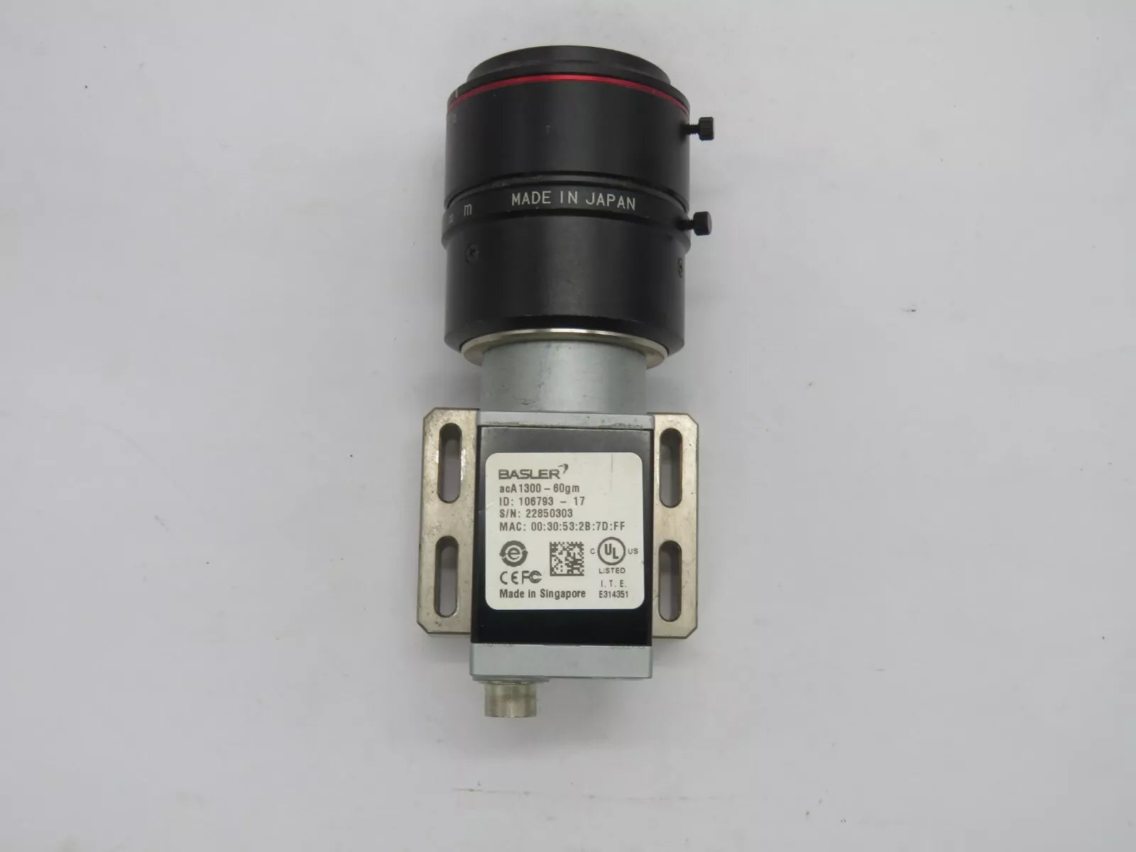 Basler acA1300-60gm- ACE Color GigE Camera with 12mm TV Lens 1296 × 966 Resolution