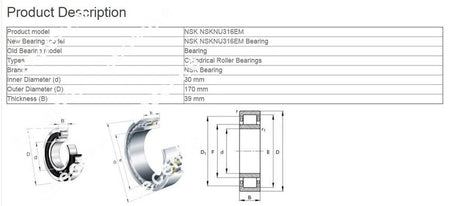 NSK NU 316 EM Cylindrical Roller Bearings 80x170x39mm