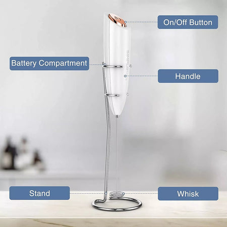 SimpleTaste Electric Milk Frother Handheld Foam Maker for Cappuccino & Coffee