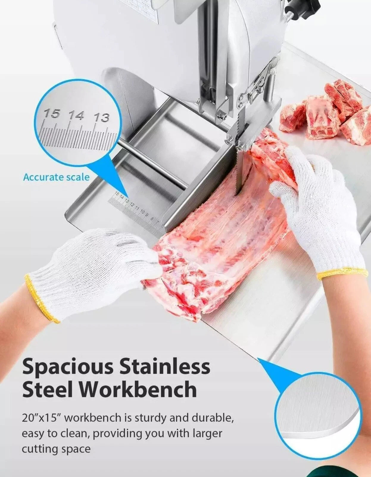 Commercial Large Meat Slicer Fish Cutting Meat Bone Saw Machine 1100W 220V