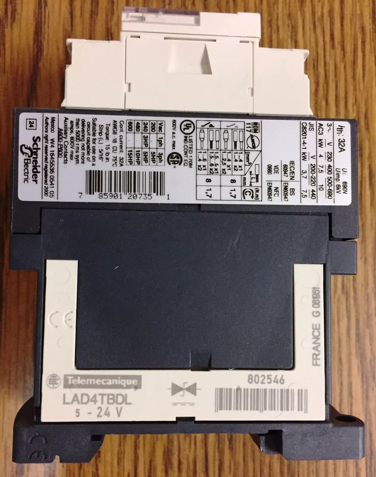 Schneider Telemecanique LC1D18BL 3P Contactor DIN Rail 32A 460V 24V