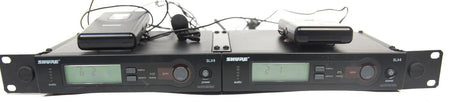 Dual Shure SLX4 Receiver & SLX1 Wireless Lavalier Microphone Systems