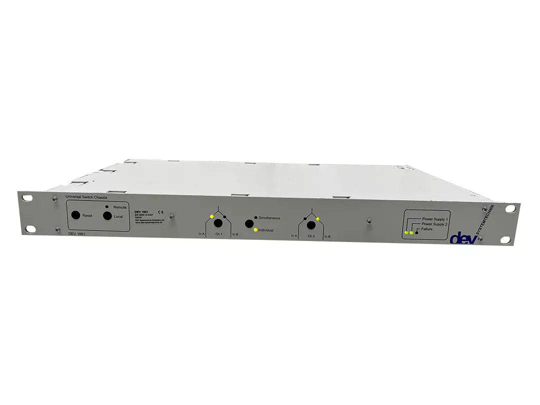 DEV Systemtechnik 1951 Universal Switch Chassis 1RU with 1 DEV 11-0050 SPDT Switch
