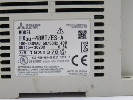 Mitsubishi FX3U-48M Base Programmable Controller 100-240 VAC