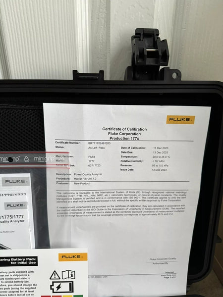 Fluke 1777 Three-Phase Power Quality Analyzer Calibrated 2025 / Factory Sealed