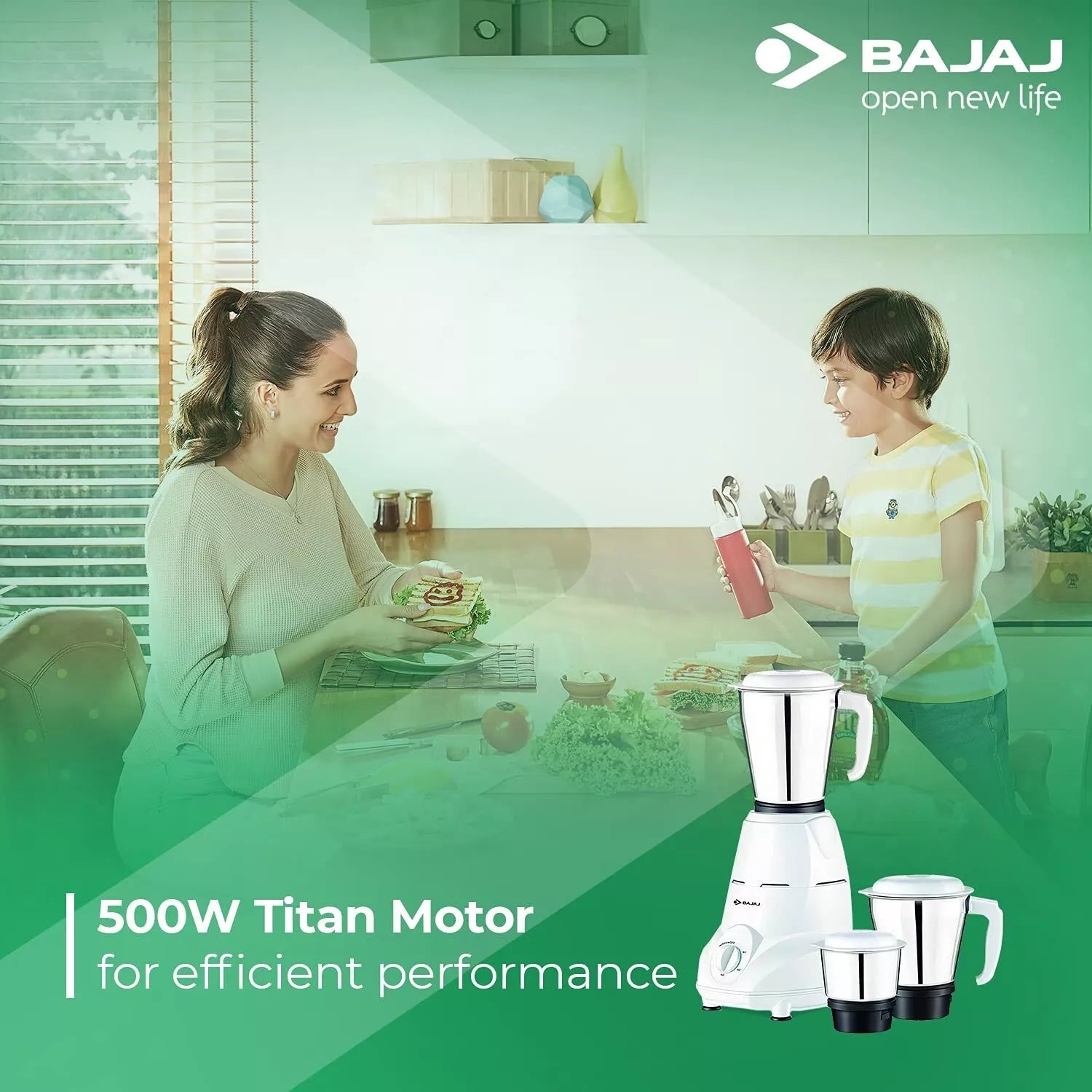 Bajaj Rex Mixer Grinder 500W with 3 SS Jars Nutri-Pro