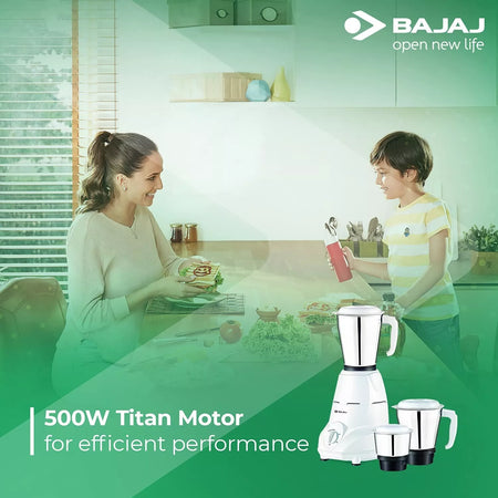 Bajaj Rex Mixer Grinder 500W with 3 SS Jars Nutri-Pro