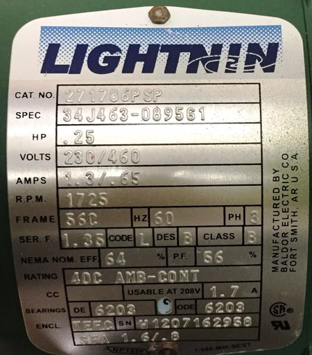 Lightnin 271786PSP Mixer Agitator with EV5L25 Gear Drive