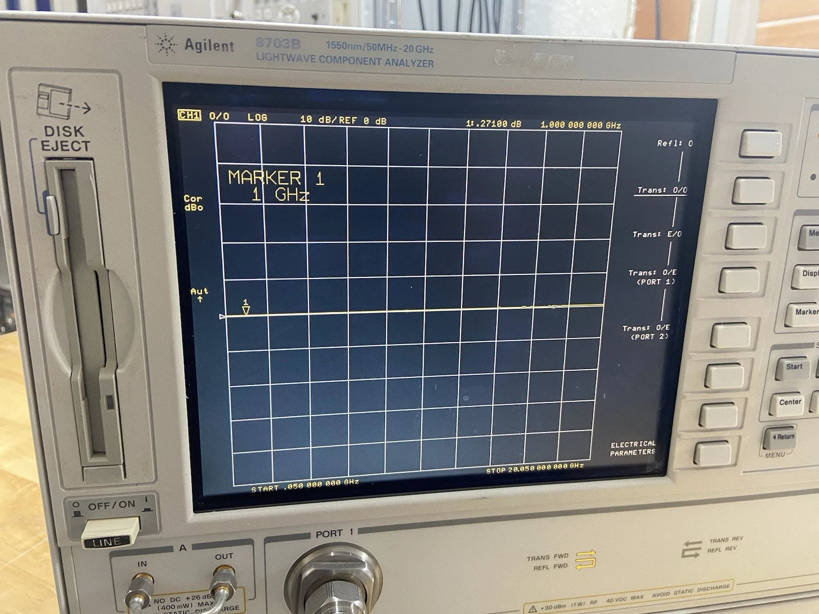 Agilent 8703B 8720ES Lightwave Component Network Analyzer 50MHz-20GHz OPT:155
