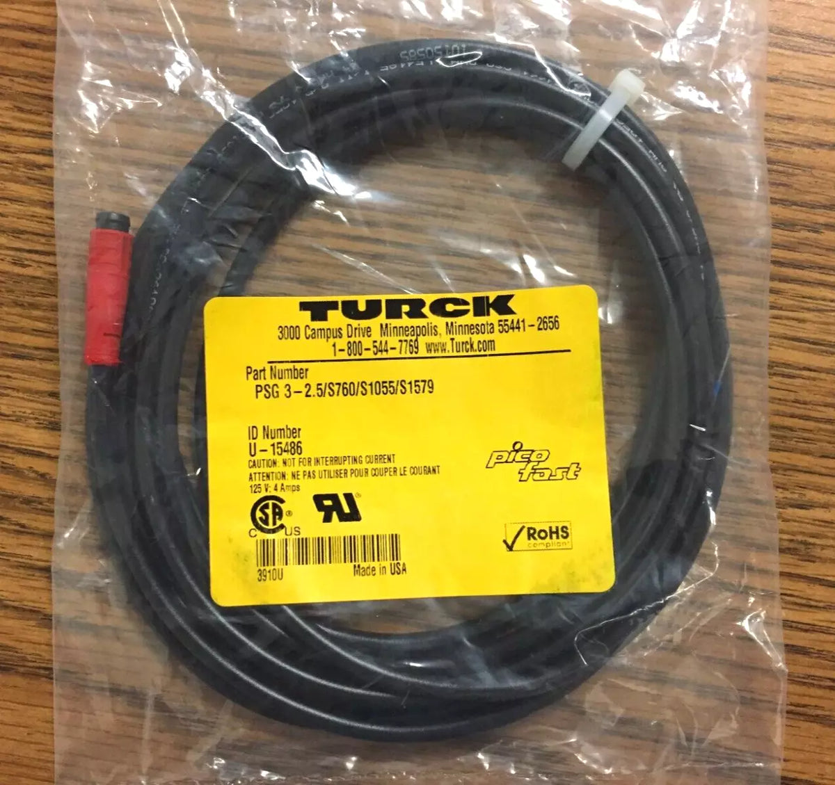Turck PSG 3-2.5/S760/S1055/S1579 Sensor Cordsets Cable 2.5M