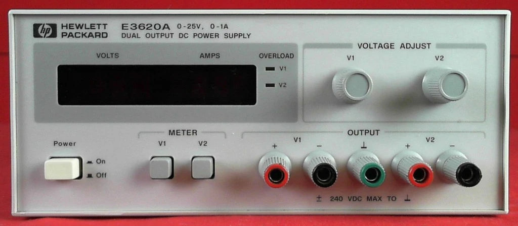 HP / Agilent E3620A Dual DC Power Supply, 0 to 25 V / 1 A