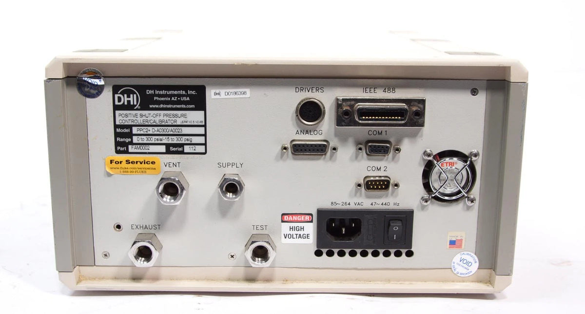 Fluke / DHI PPC2+ Automated Pressure Controller / Calibrator 300 psia / 300 psig