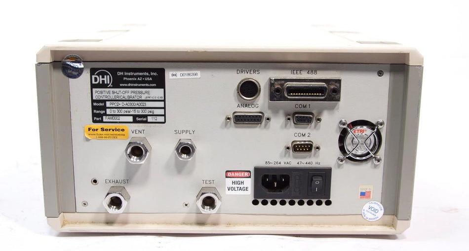 Fluke / DHI PPC2+ Automated Pressure Controller / Calibrator 300 psia / 300 psig