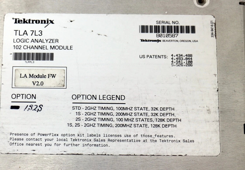 Tektronix TLA7L3 /1S,2S 2GHz 102-ch Logic Analyzer Module