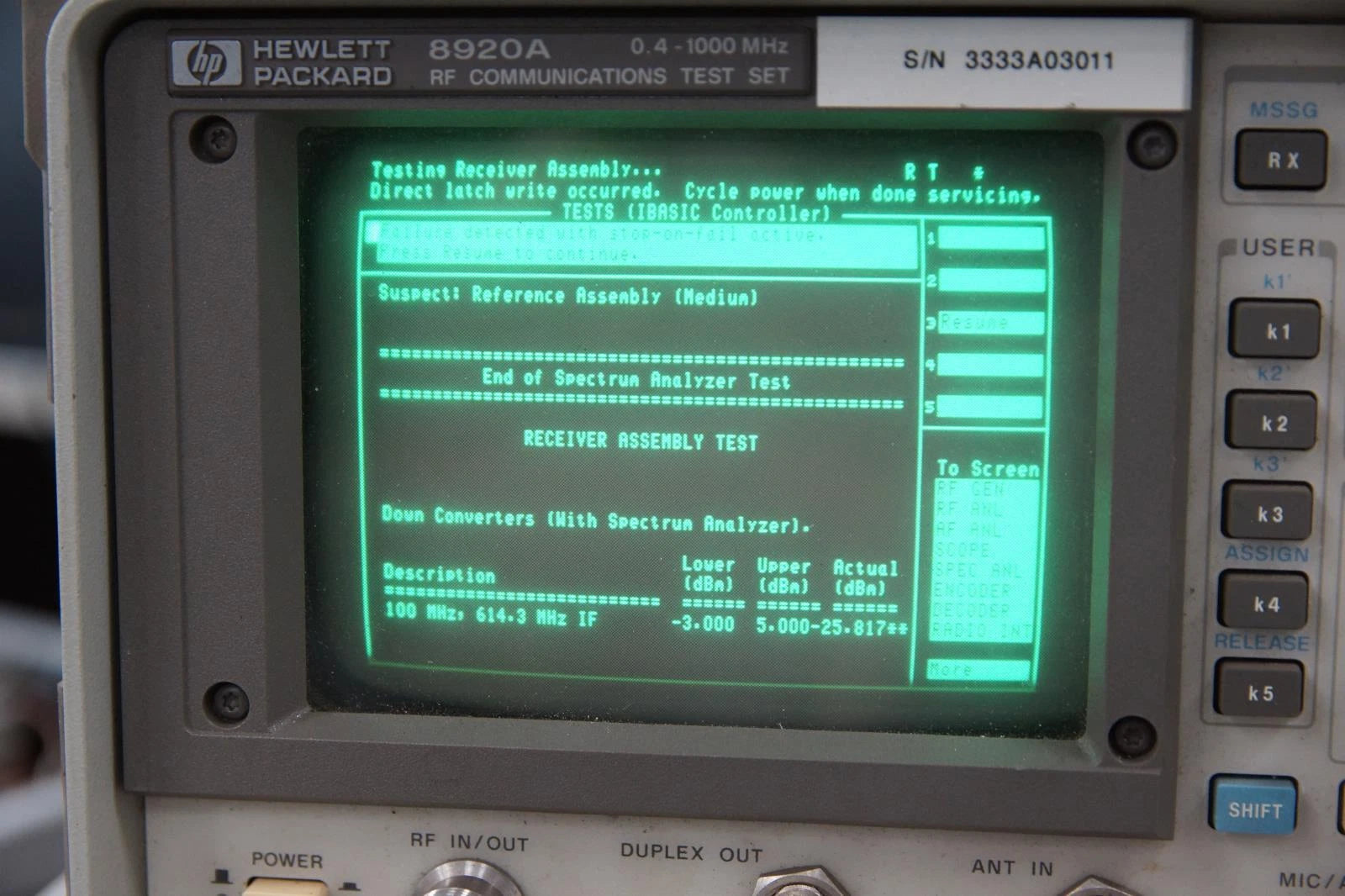 HP Agilent 8920A RF Communications Test Set / Spectrum Analyzer