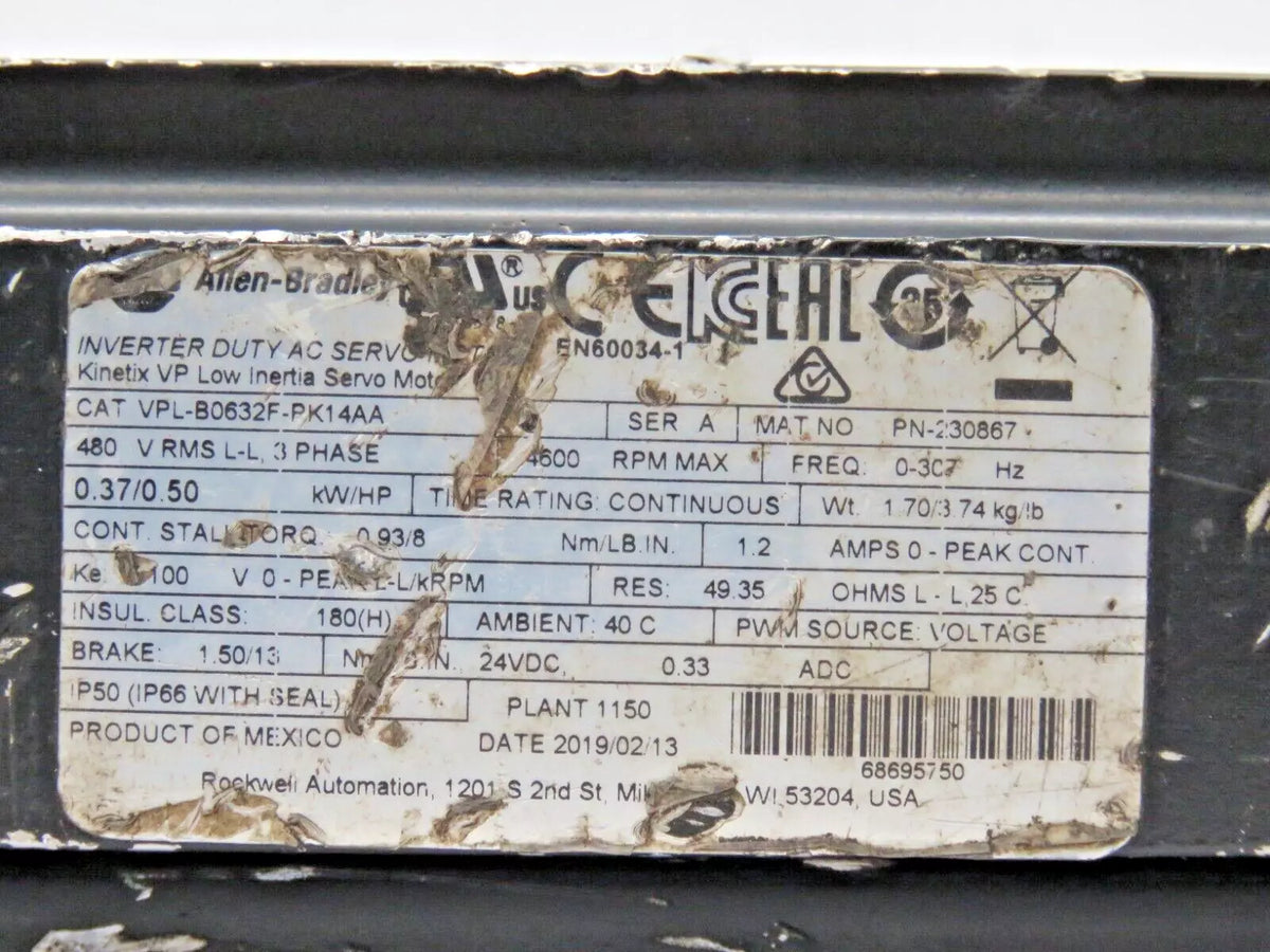 Allen Bradley VPL-B0632F-PK14AA Servo Motor's Braker