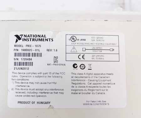 National Instruments NI PXIe-1075 18-Slot PXI Chassis PXI-e Mainframe