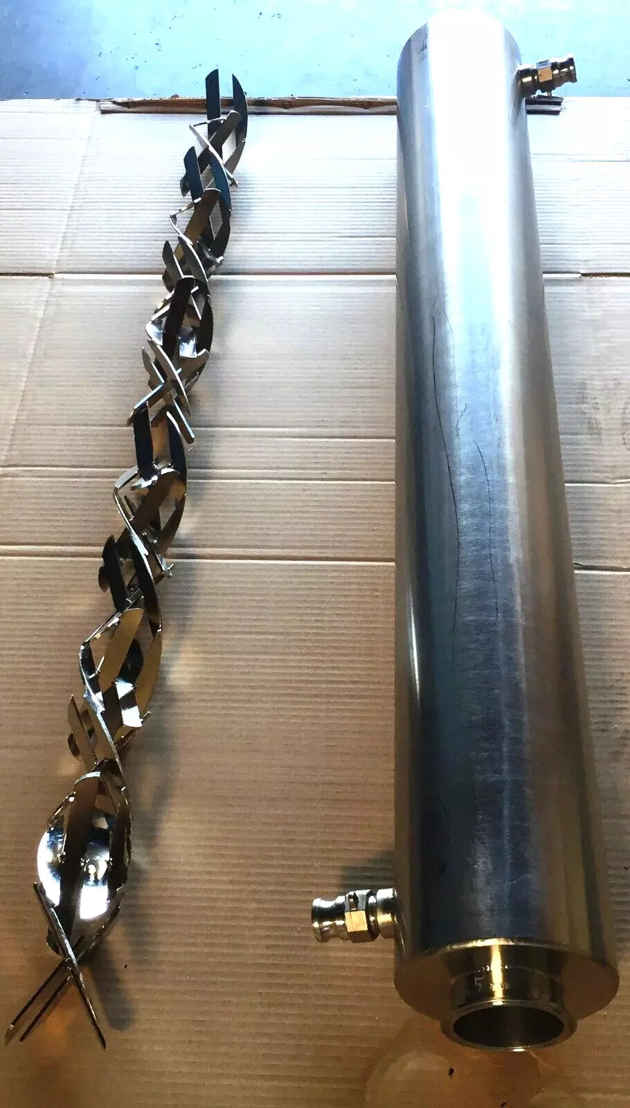 OMC B16 Jacketed SS Heat Exchanger 6 Dia X 48 OAL + 2 Spiral Blades New