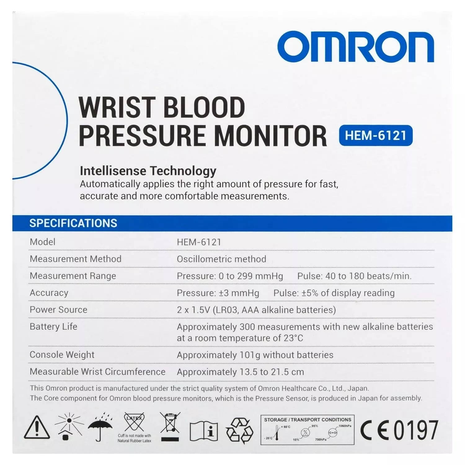 Omron HEM 6161 Wrist Blood Pressure Monitor with Cuff Guide & Heartbeat Detection