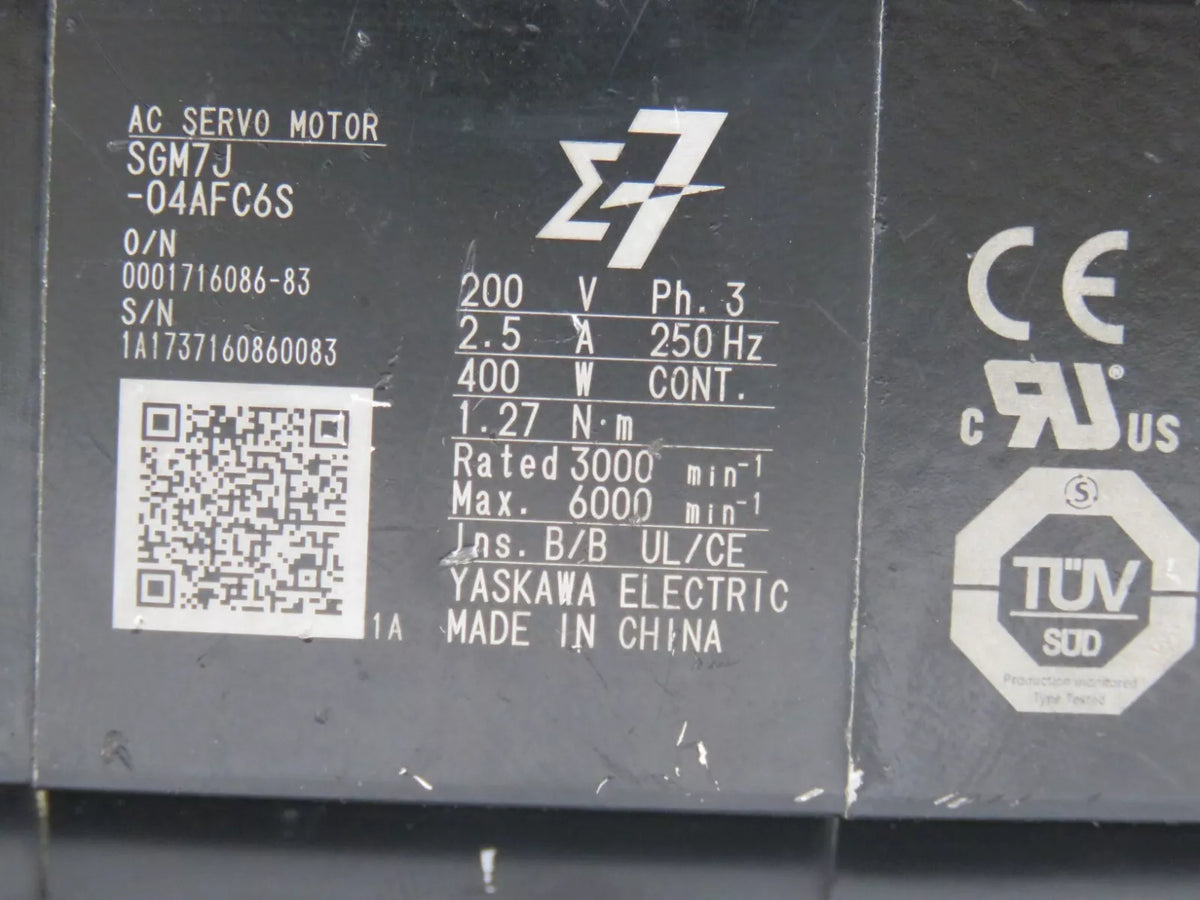Yaskawa SGM7J-04AFC6S Servo Motor High Speed 200 VAC