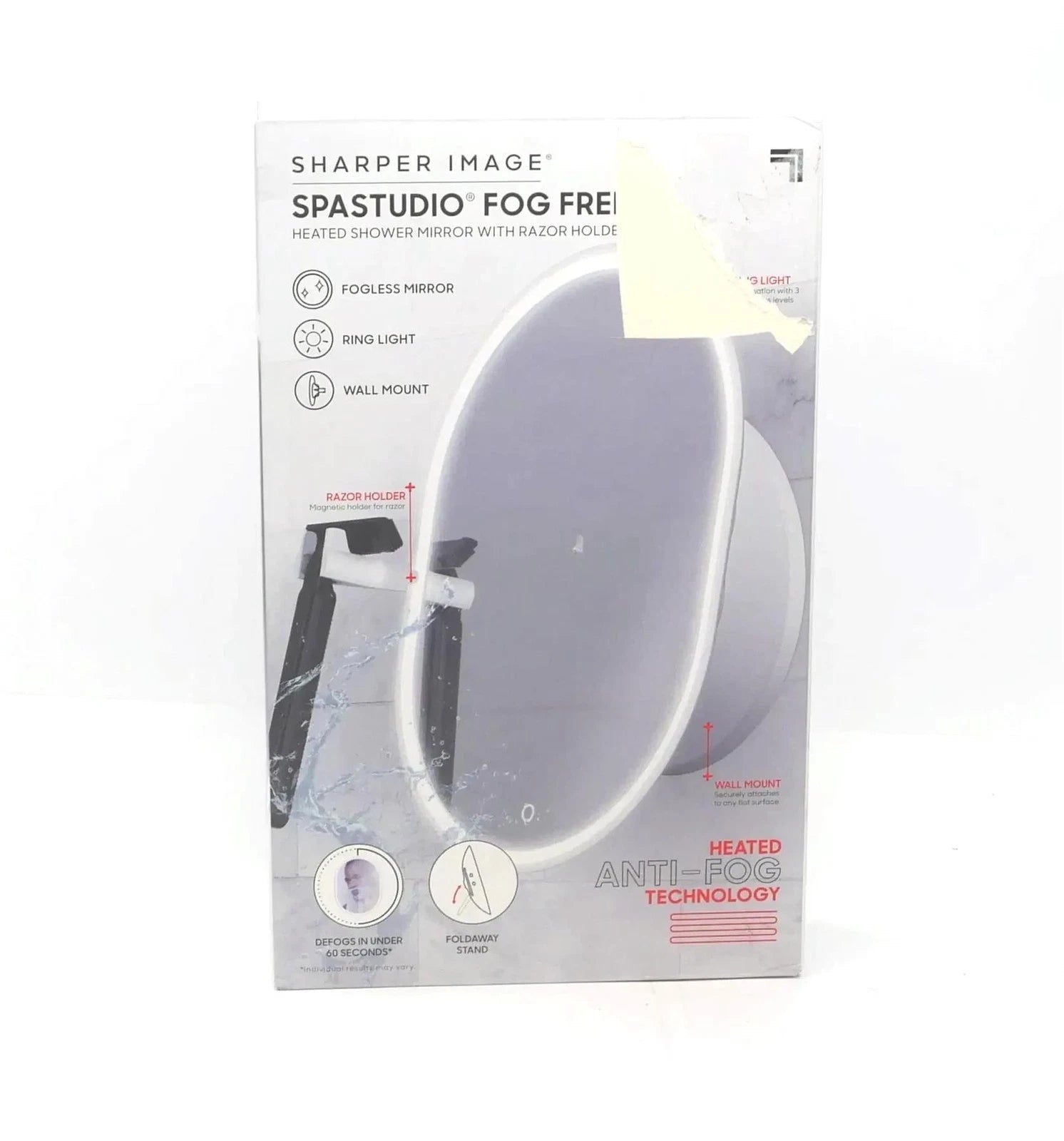 Sharper Image Spastudio Fog Free Heated Shower Mirror With Razor Holder