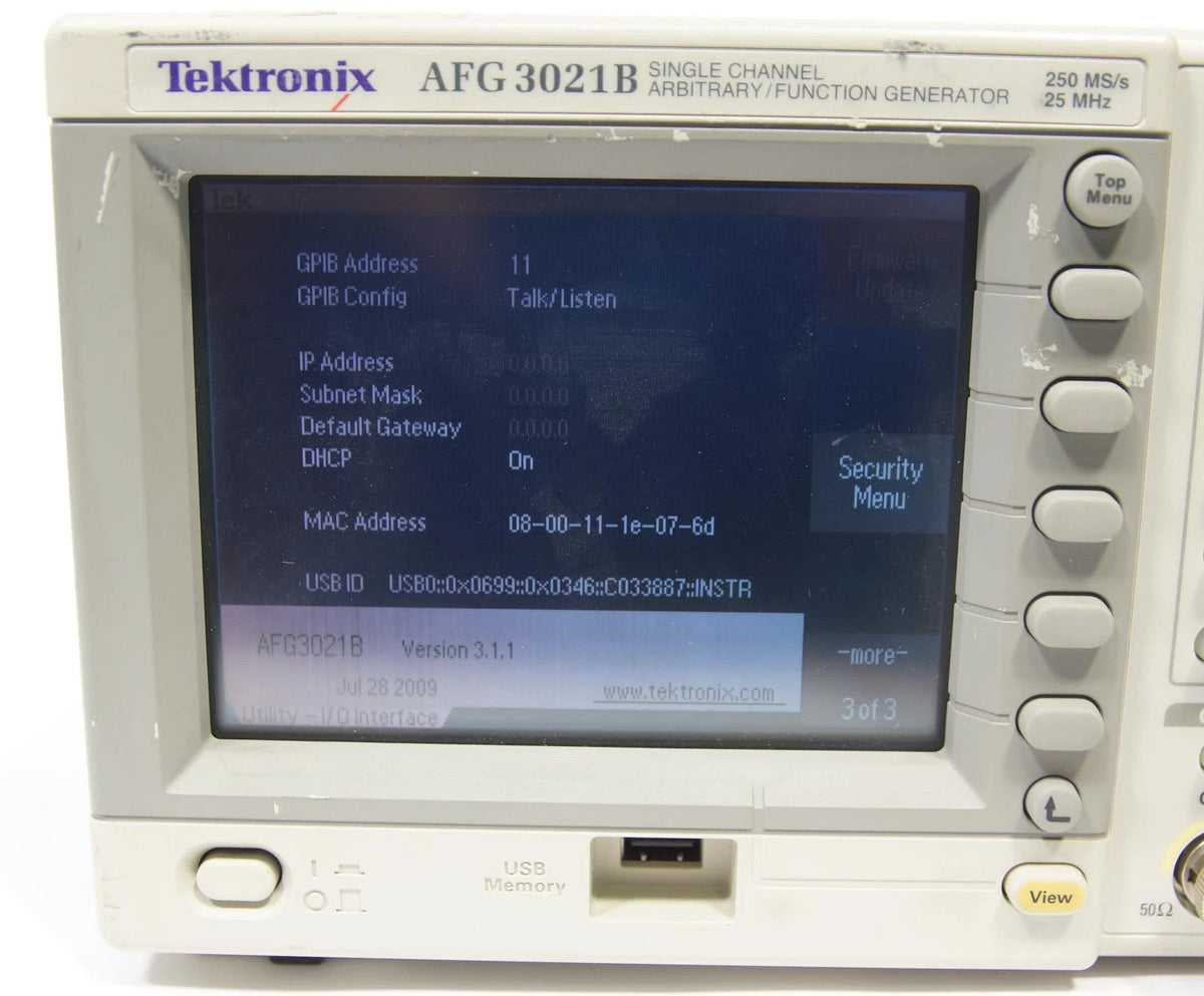 Tektronix AFG3021B 250MS/s 25MHz Dual Channel Arbitrary/Function Generator