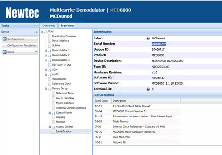 NEWTEC MCD6000 Multicarrier Demodulator Software Version 2.1.10.82420
