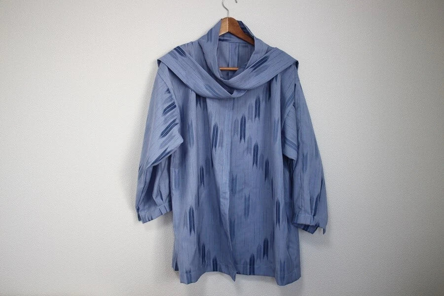 Japanese Kimono remake Blue coat Yagasuri
