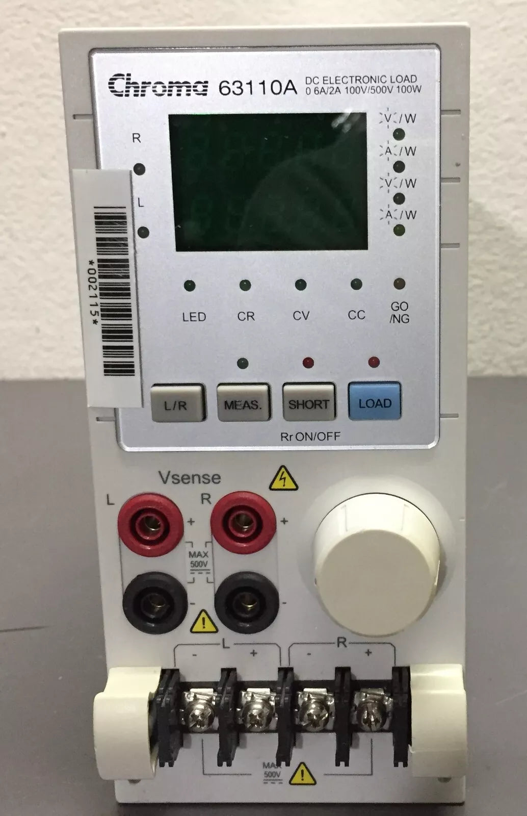 Chroma 63110A DC Electronic Load Module 0.6A-2A, 100V-500V, 100W