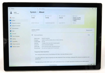 Microsoft Surface Pro 6 1796 Core i5-8350U 1.70GHz 8GB 128GB Win 11 Pro