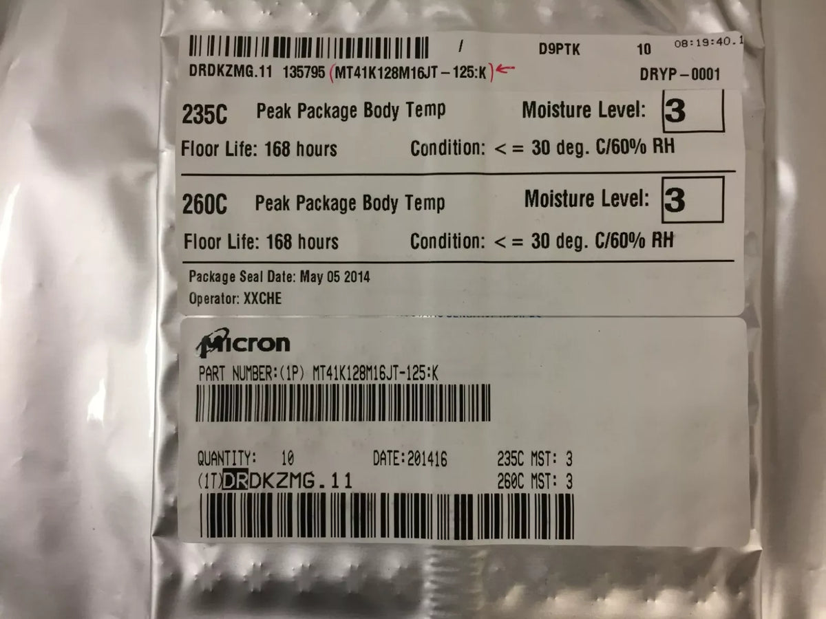 Micron MT41K128M16JT-125 XIT:K IC Dram 2G Parallel 96FBGA Pack of 10 pc
