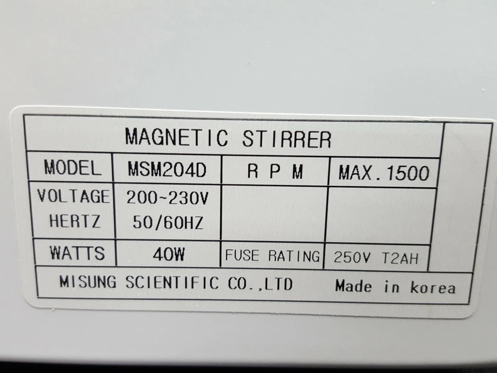 MISUNG MSM204D Magenetic Stirrer (Q)