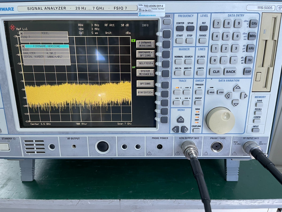 Rohde & Schwarz FSIQ7 Signal Analyzer 20Hz-7GHz