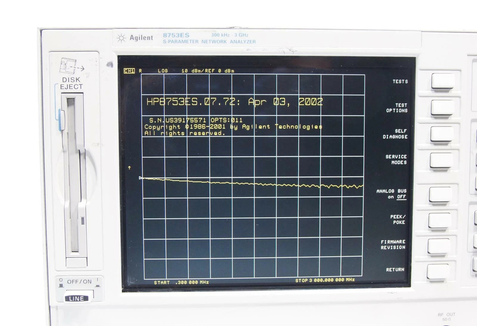 Agilent / Keysight 8753ES S-Parameter Network Analyzer 300kHz to 3GHz OPT 011