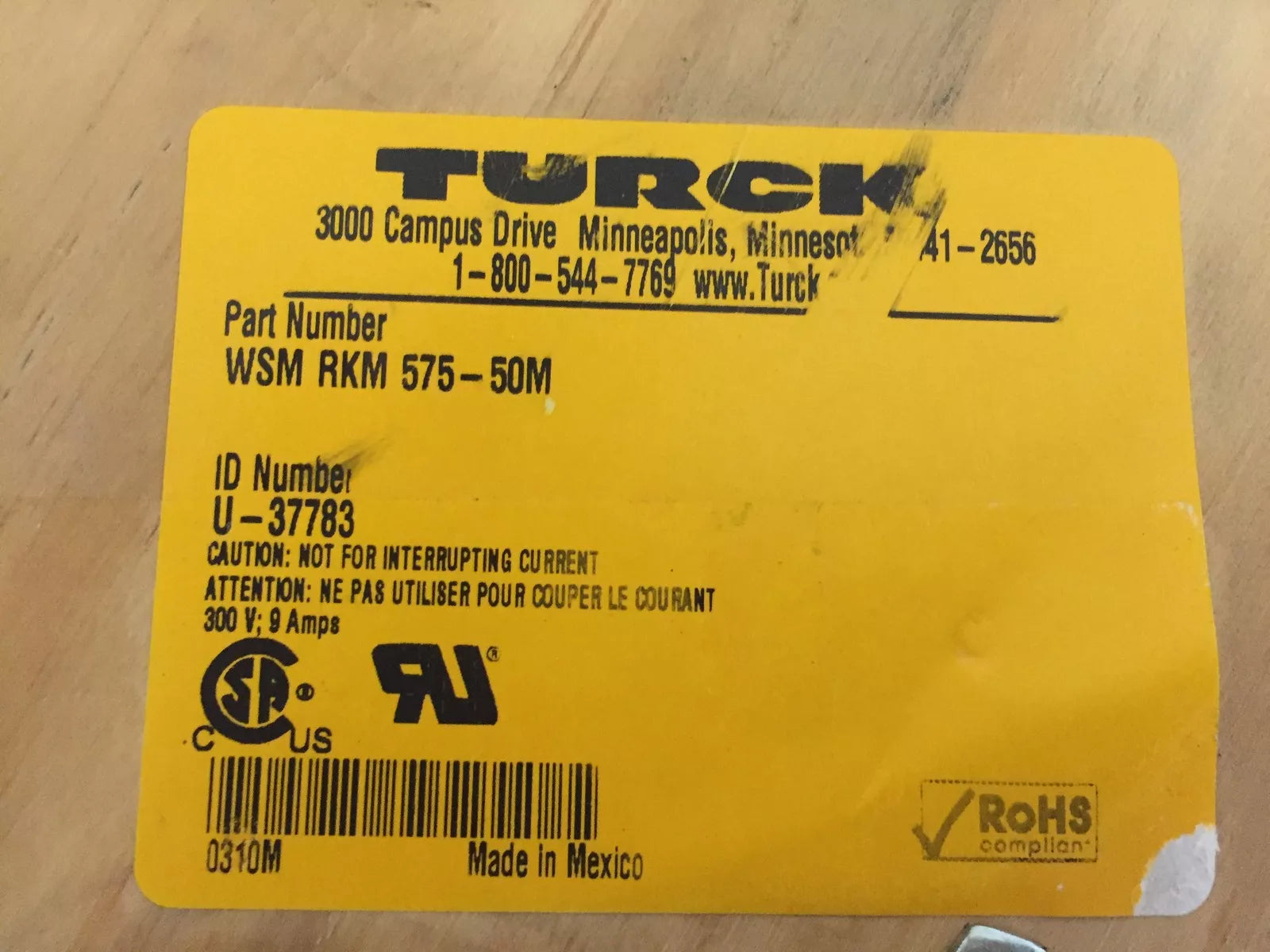 Turck WSM-RKM 575-50M ID U-37783 DeviceNet Cable 50M Spool