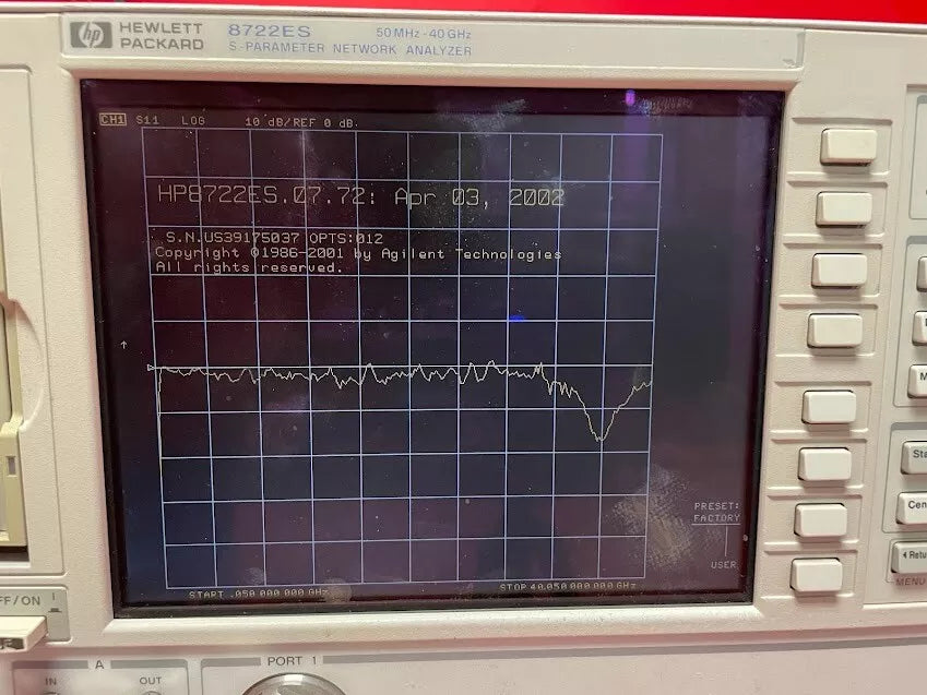 Agilent/Keysight 8722ES Opt. 012 Vector Network Analyzer 50MHz to 40GHz