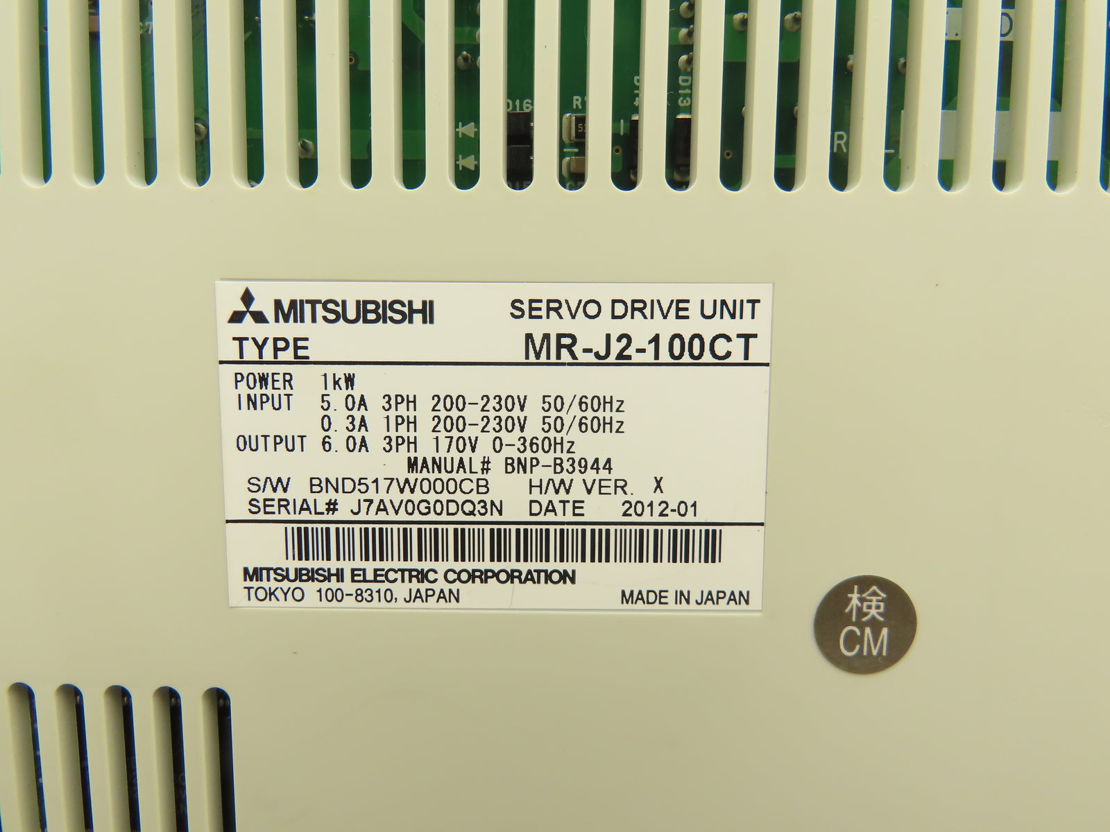 MR-J2-100CT AC Servo Drive by Mitsubishi