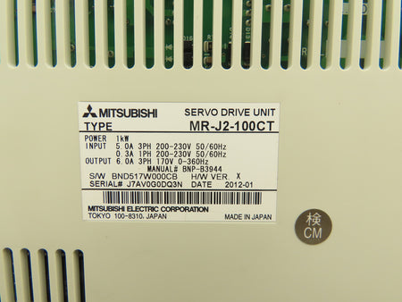 MR-J2-100CT AC Servo Drive by Mitsubishi