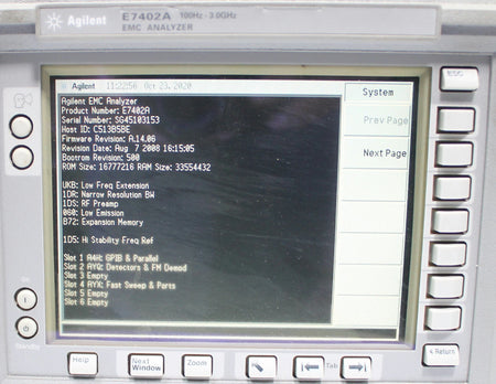 HP Agilent E7402A EMC Spectrum Analyzer 100Hz - 3GHz OPT UKB 1DR 1D5 AYQ AYX