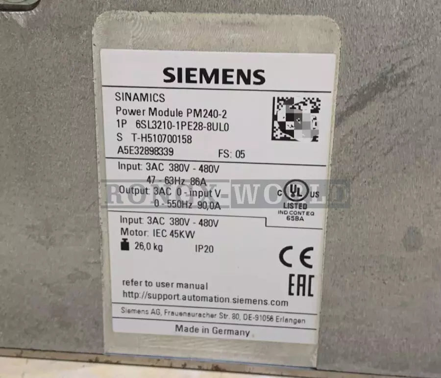 1PCS Used Siemens Inverter power module 6SL3210-1PE28-8UL0 Used fast ship