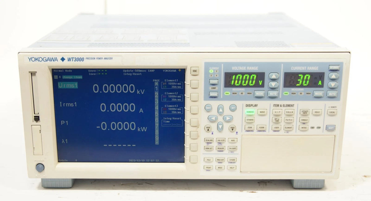 Yokogawa WT3000 Precision Power Analyzer 760303-03-SV-D/G6 3x Element 1000V-30A