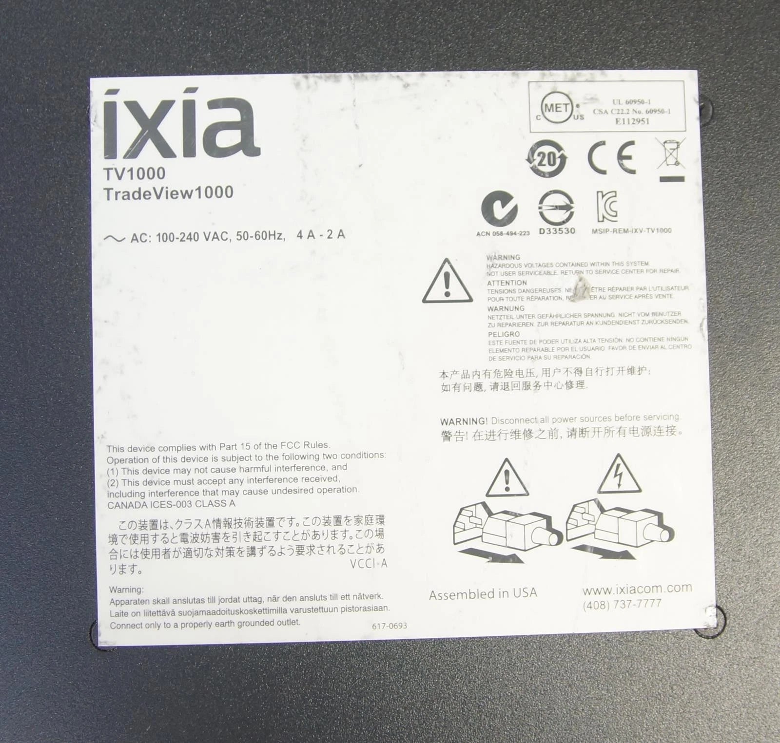 IXIA TradeView TV1000 Network Monitoring for Real Time Market Data Feeds